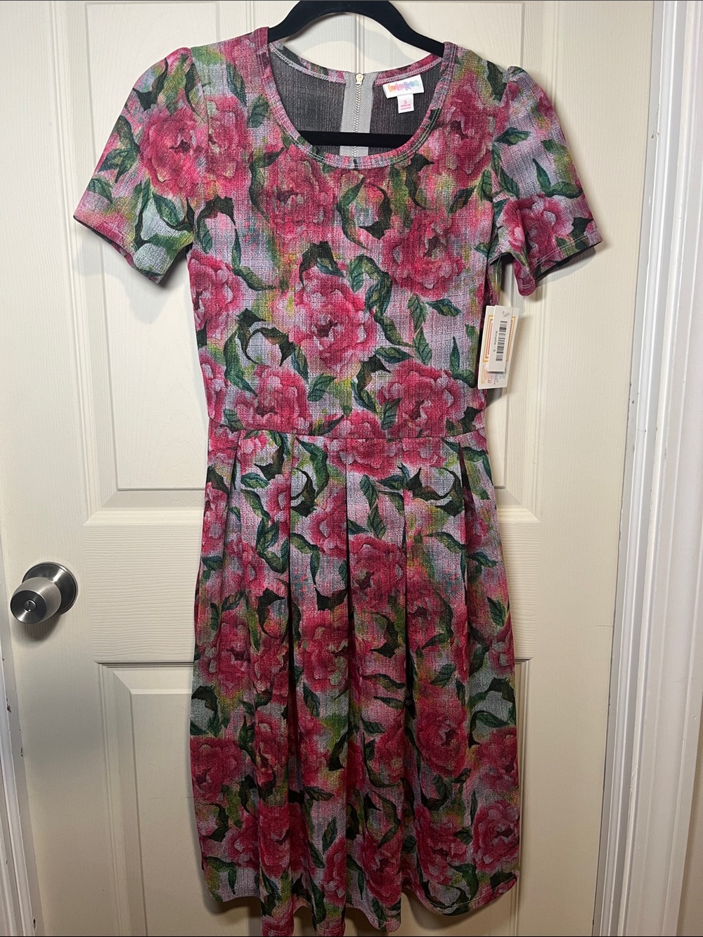 LuLaRoe Pink Floral Short-Sleeve Fit & Flare Dress